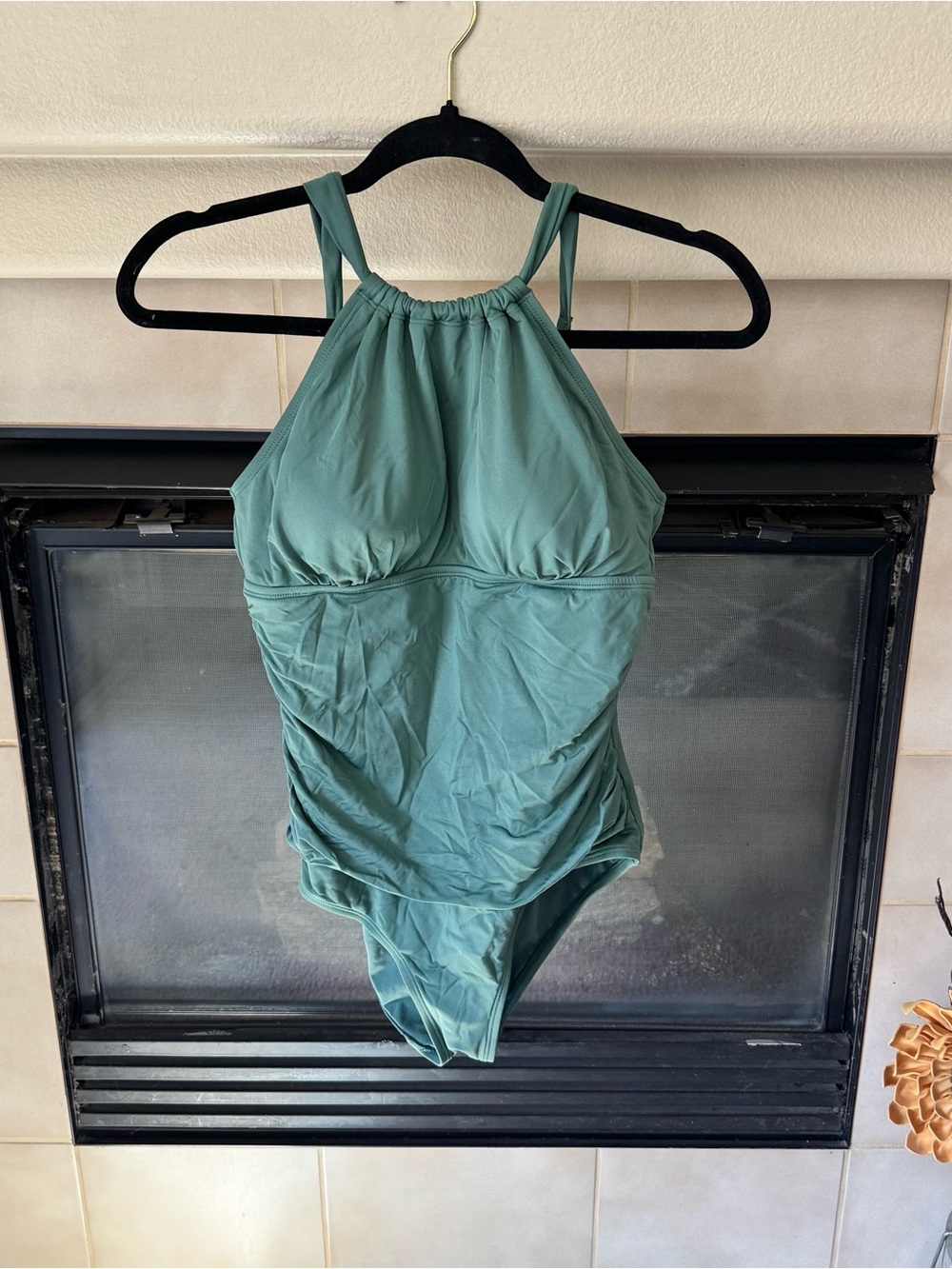 Jantzen High-Neck One-Piece Swimsuit in Sage Green